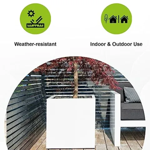 Pottery Pots Block XL Fiberstone Square Planter 24 Inch Glossy White