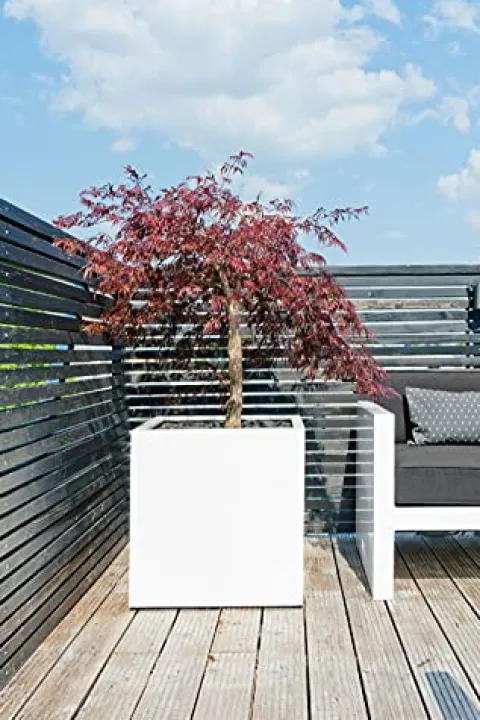 Pottery Pots Block XL Fiberstone Square Planter 24 Inch Glossy White