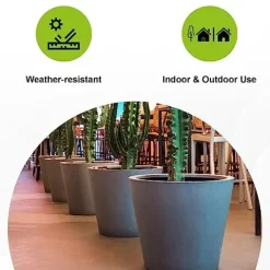 Pottery Pots Fiberstone Round Planter Large 24 Inch Grey