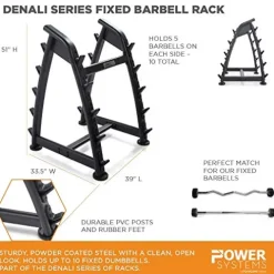 Power Systems Denali Series Fixed Barbell Storage Rack Black