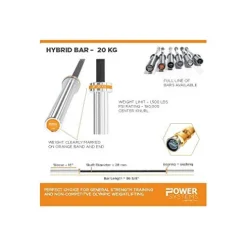 Power Systems Men’s 20kg Hybrid Bar – Black Zinc and Stainless Steel Construction Silver