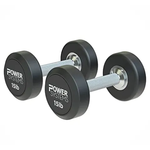 Power Systems ProStyle Round Rubber Dumbbell Pairs (70) Black