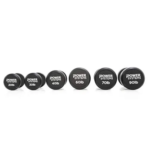 Power Systems ProStyle Round Rubber Dumbbell Pairs (70) Black