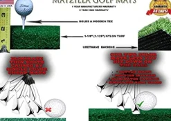 PREMIUM PRO TURF Golf Mat 5′ x 10′ for Optishot Simulator – Right & Left Handed – Wooden Tee Holder