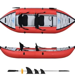 PRODCA Inflatable Kayak Set with Paddle & Air Pump, Portable Deluxe Tandem 2 Person Kayak