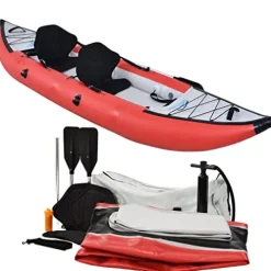 PRODCA Inflatable Kayak Set with Paddle & Air Pump, Portable Deluxe Tandem 2 Person Kayak