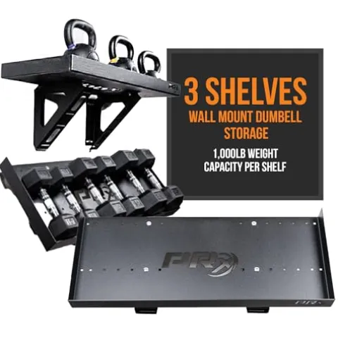 PRx Performance Wall Mounted Dumbbell Storage Shelf Black