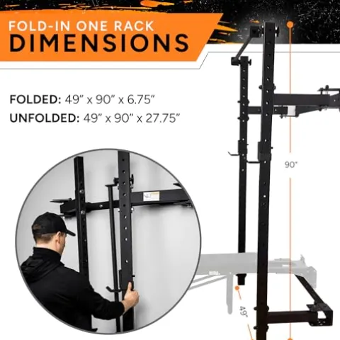 PRx Performance Wall Mounted Folding Power Squat Rack Black