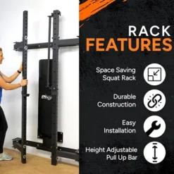 PRx Performance Wall Mounted Folding Power Squat Rack Black