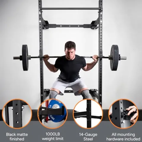 PRx Performance Wall Mounted Folding Power Squat Rack Black