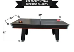 PUCK Atlas 7-Foot Air Hockey Table with Table Tennis Top White