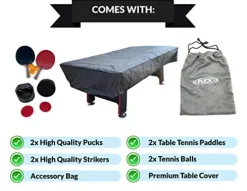 PUCK Atlas 7-Foot Air Hockey Table with Table Tennis Top White