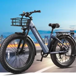PUCKIPUPPY Electric Bike 960W 48V 15AH 28MPH 26″ Fat Tire Grayish Blue