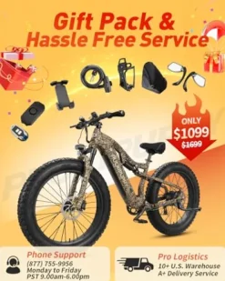 PUCKIPUPPY Electric Bike 960W 48V 20AH Fat Tire Full Suspension 28MPH Camouflage