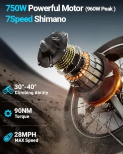 PUCKIPUPPY Electric Bike 960W 48V 20AH Fat Tire Full Suspension 28MPH Camouflage