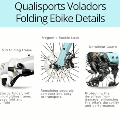 QUALISPORTS Voladors Folding Electric Bike 350W 7-Speed Powder Blue