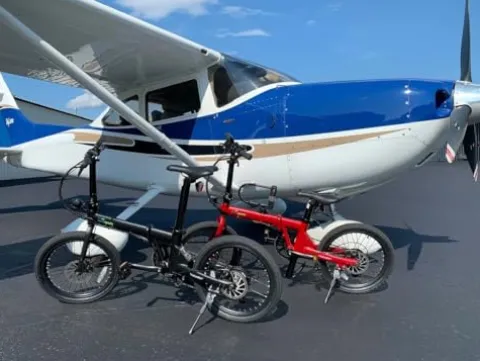 QUALISPORTS Voladors Folding Electric Bike 350W 7-Speed Powder Blue