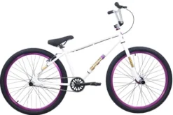 R4 Pro 26 Inch Wheelie BMX Bicycle Retro Look, New Looptail Design Adult/Youth White Purple