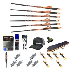 RAVIN Crossbow Arrows .003 400-Grain 6-Pack Bundle with Broadheads, Case & Accessories Black