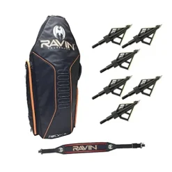 RAVIN Crossbows Hard Case with Shoulder Sling and Hunting Broadheads Kit Black