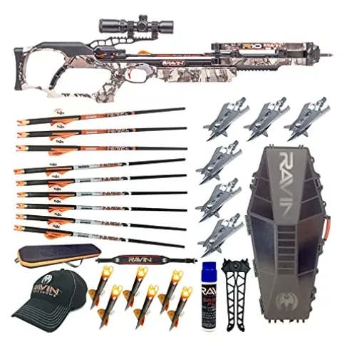 RAVIN Crossbows R10 400 FPS Crossbow Predator Camo Bundle (12 Items) Black
