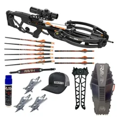 RAVIN R5X Crossbow Bundle with Hard Case, Titanium Broadheads, Carbon Arrows, Sling, Bi-Pod, Hat, String Fluid Black