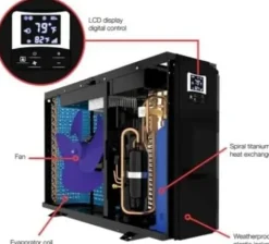 Raypak Crosswind Model 30i Heat/Cool Pool Heat Pump 28K BTU Black