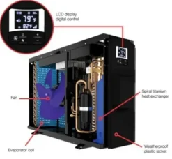 Raypak Crosswind Model 40i Heat/Cool Electric Pool Heat Pump 33K BTU 208/230V Inverter Technology Black