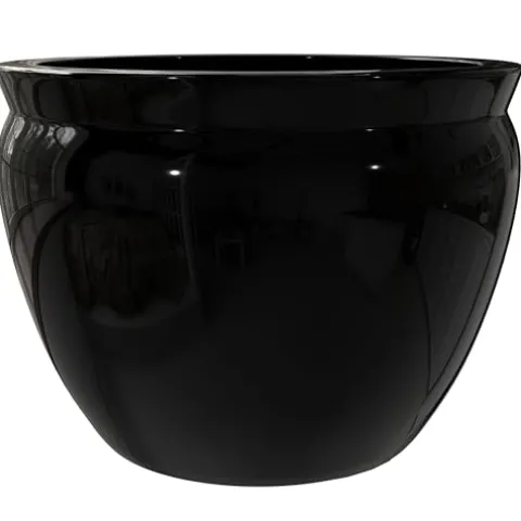 Red Lantern Large 20″ Porcelain Fishbowl Planter Black