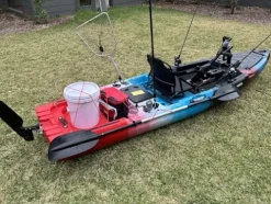 Reel Yaks Reactor 11.5ft Propeller Pedal Drive Fishing Kayak 550lbs Capacity Red White Blue