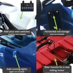 Reel Yaks Reactor 11.5ft Propeller Pedal Drive Fishing Kayak 550lbs Capacity Red White Blue