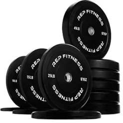 REP Bumper Plates for Strength and Conditioning Workouts and Weightlifting – 370 LB Set Black