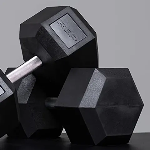 REP Rubber Hex Dumbbell Set A: 5-50 lb Low Odor