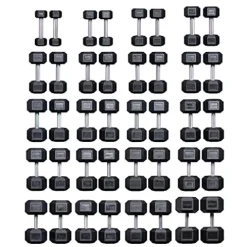 REP Rubber Hex Dumbbell Set 5-100 lb, Low Odor – Set C: 5-100 Only