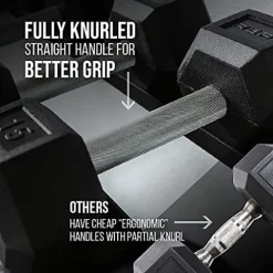 REP Rubber Hex Dumbbell Set with Rack Matte Black