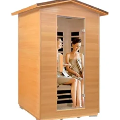 RIGO 2 Person Outdoor Infrared Sauna 1950W Hemlock Wood Low EMF