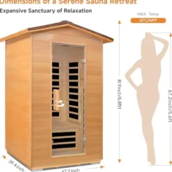 RIGO 2 Person Outdoor Infrared Sauna 1950W Hemlock Wood Low EMF