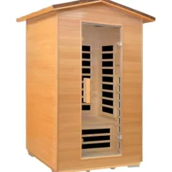 RIGO 2 Person Outdoor Infrared Sauna 1950W Hemlock Wood Low EMF