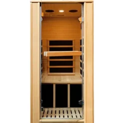 RIGO 1-Person Infrared Sauna Hemlock Wood with Bluetooth & LED Control 980W