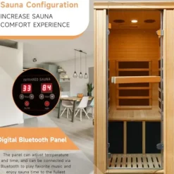 RIGO 1-Person Infrared Sauna Indoor Hemlock Wood Low EMF 980W