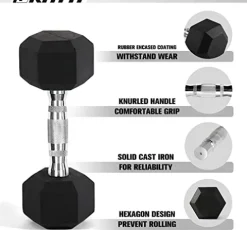 RitFit Rubber Hex Dumbbells Set with Optional Rack 300 LB – Home Gym and Fitness