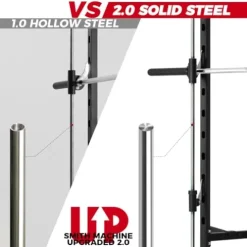 RitFit Smith Machine Power Rack with LAT-Pull Down System, Landmine, Barbell Bar, Plate Storage Pegs Black