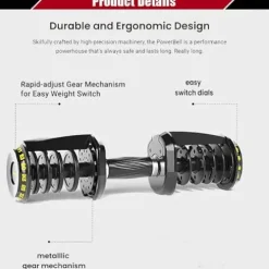 RitKeep Fitness Adjustable Weight Dumbbells 95 lbs Black