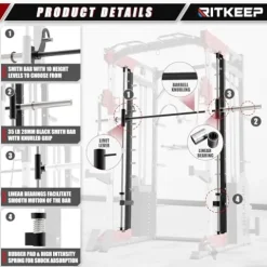 RitKeep Fitness PMAX 5600 Smith Machine 6-in-1 Home Gym Black&Red