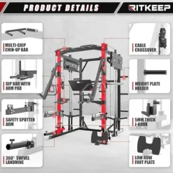 RitKeep Fitness PMAX 4750 Smith Machine Home Gym Combo Plus Black
