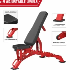 RitKeep Fitness PMAX-4550 Black Combo Smith Machine Training System Red Bench