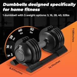 Roinoim 5-in-1 Adjustable Dumbbells Set 52LB Pair