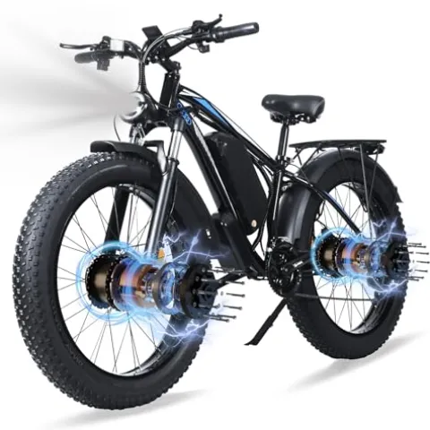 Ronson Electric Bicycle for Adults Dual Motor 1000W/2000W 48V/23AH Black-2000W (New upgraded style)