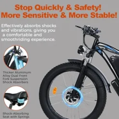 Ronson Electric Bicycle for Adults Dual Motor 1000W/2000W 48V/23AH Black-2000W (New upgraded style)