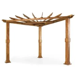 Roomfitters Acacia Wood Pergola Rustic Outdoor Patio Shade Structure Teak